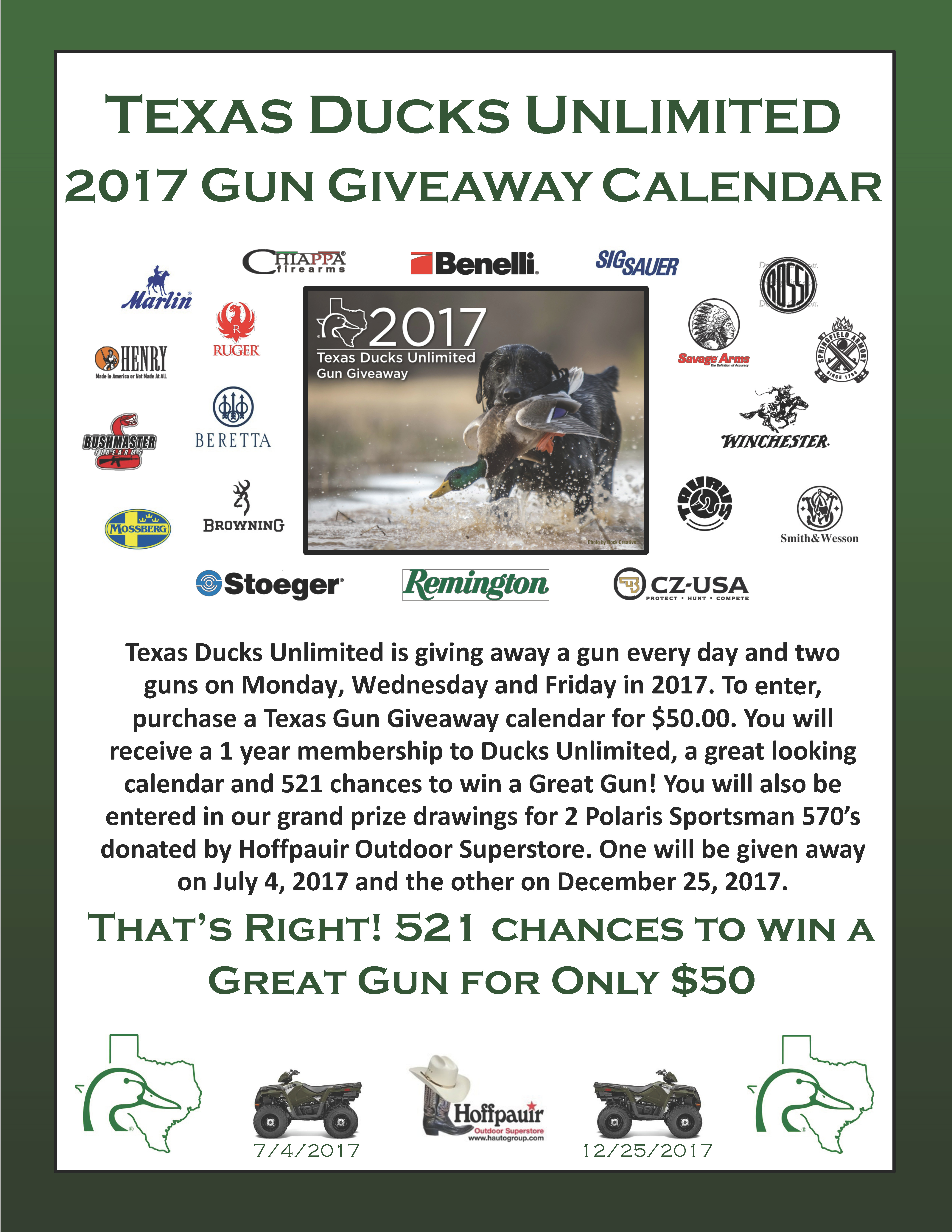 Texas DU Calendar Gun Giveaway Texas DU Calendar Gun Giveaway